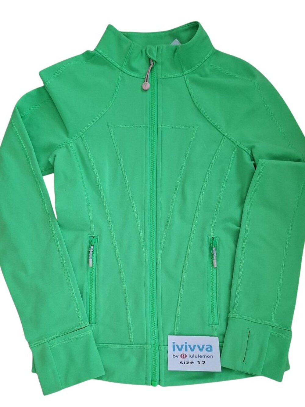 Ivivva Girl by Lululemon 🍋Perfect Your Practice Jacket green thumbholes size 12